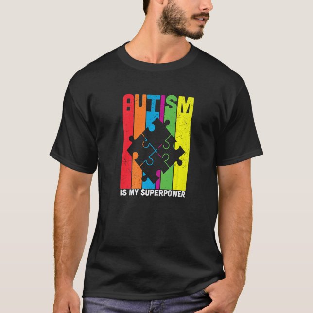 Camiseta colorful puzzle pieces Autism Awareness Peace Auti (Anverso)
