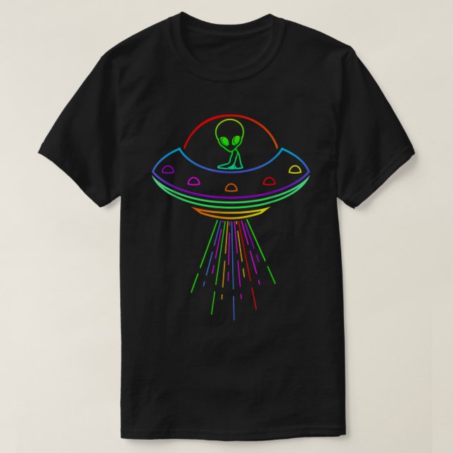 Camiseta Colorful Rainbow UFO Alien Design (Diseño del anverso)