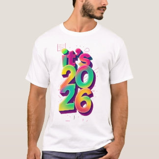 Camiseta Colorful Retro 80s "It's 2026" New Year T-Shirt