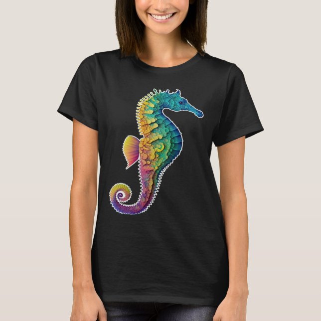 Camiseta Colorful seahorse  Underwater  Diving  Aquarists (Anverso)