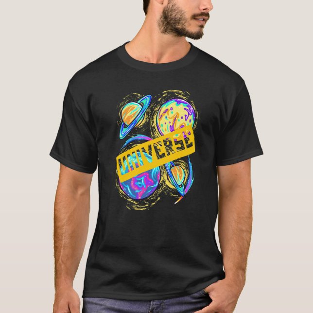 Camiseta Colorful Spinning Planets Space & Science Kids Ast (Anverso)