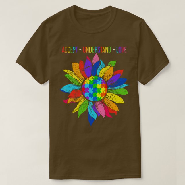 Camiseta Colorful Sunflower Gift Autism Awareness  (Diseño del anverso)