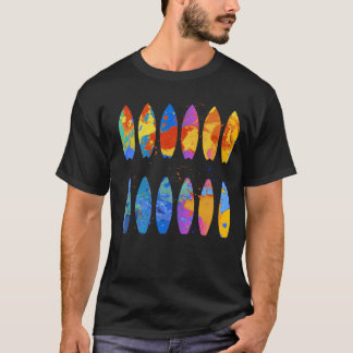 Camiseta Colorful Surfing Surfer Surfboard Graphic
