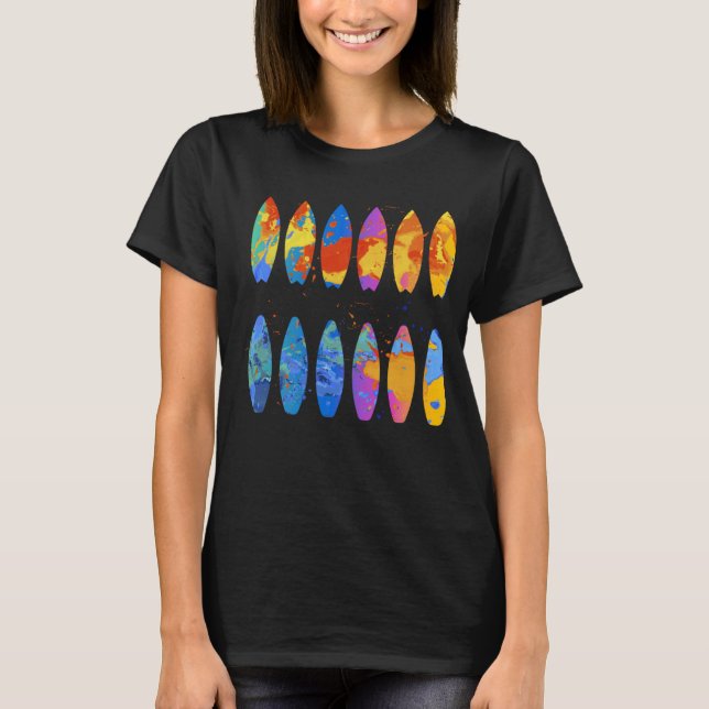 Camiseta Colorful Surfing  Surfer Surfboard Graphic (Anverso)