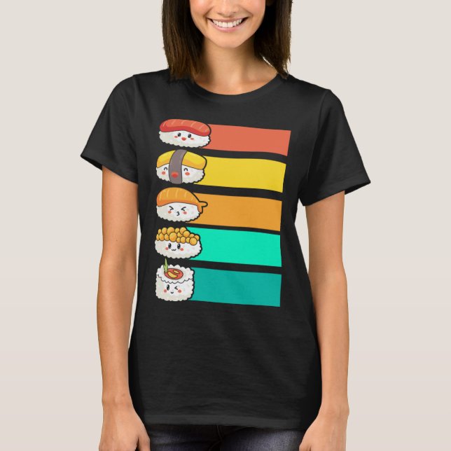Camiseta Colorful Sushi Japanese Food Sashimi (Anverso)