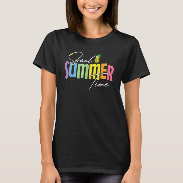 Camiseta Colorful Sweet Summer Time Graphic  Pineapple Vaca (Anverso)