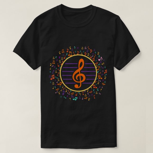 Camiseta Colorful Treble Clef | Vibrant Music Note Art (Diseño del anverso)