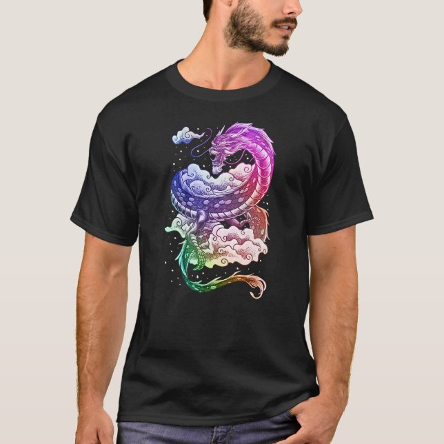 Camiseta Colorful Trippy Japanese Dragon Art Design (Anverso)