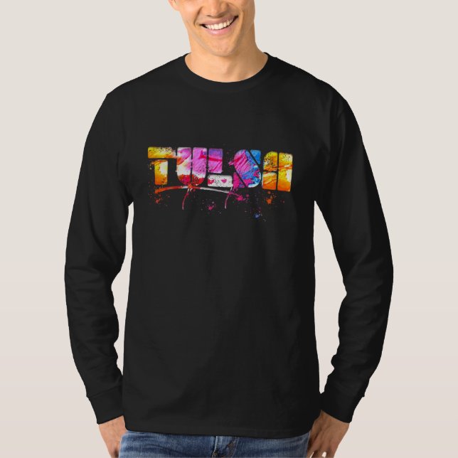Camiseta Colorful Tulsa Lettering  Watercolor Tulsa (Anverso)