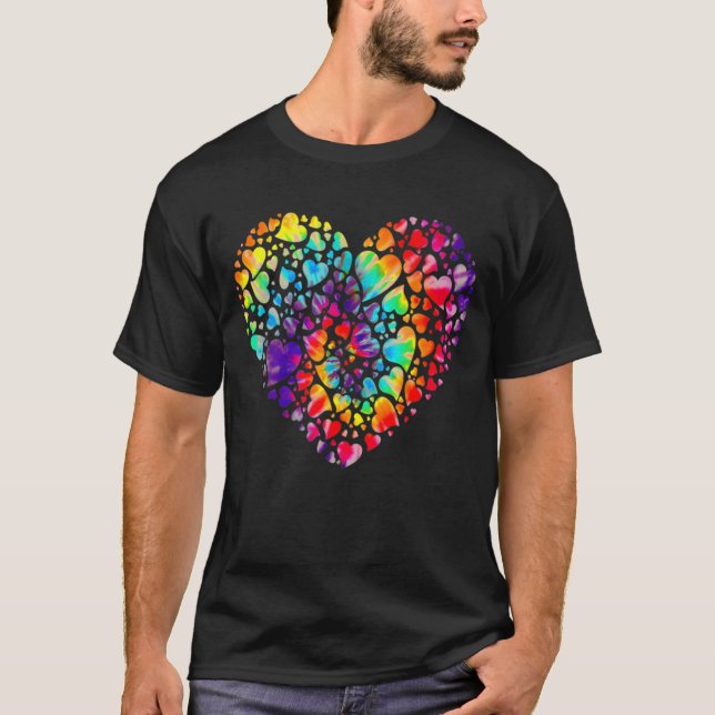 Camiseta Colorful Tye Dye Die Tie Heart Valentine Day (Anverso)