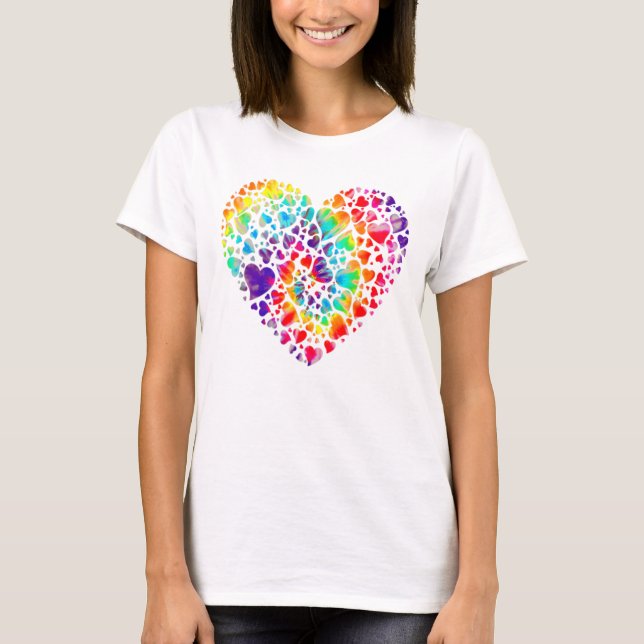 Camiseta Colorful Tye Dye Die Tie Heart Valentine Day (Anverso)