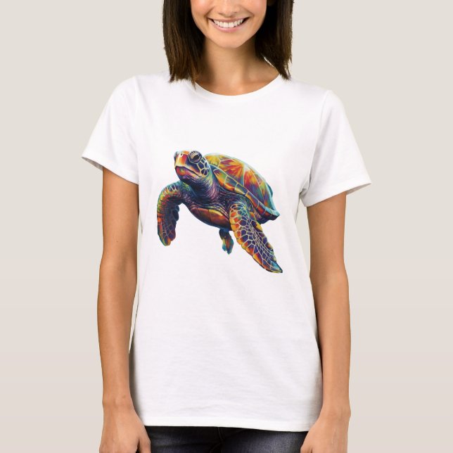 Camiseta Colorful underwater sea turtle dreamlike beautiful (Anverso)