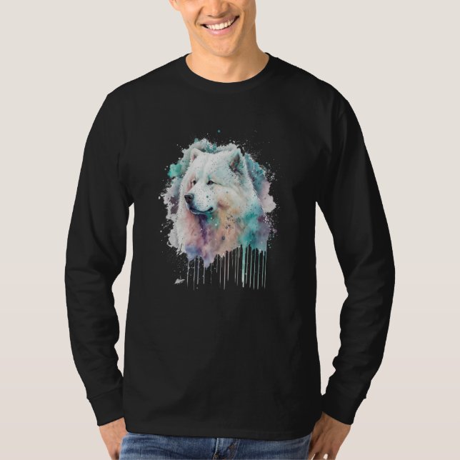 Camiseta Colorful watercolor splash Samoyed (Anverso)