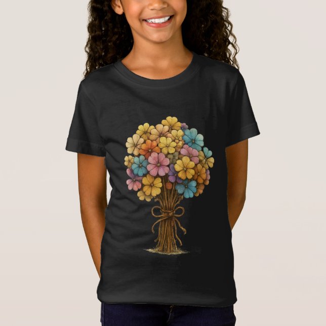 Camiseta Colorful Wildflower Bouquet Whimsical Art (Anverso)