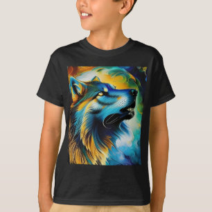 Camiseta Colorful Wolf Howl