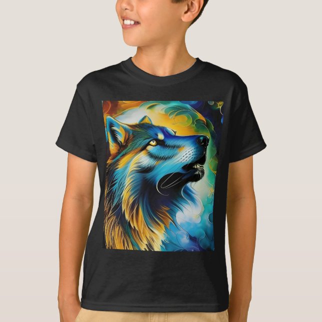 Camiseta Colorful Wolf Howl (Anverso)