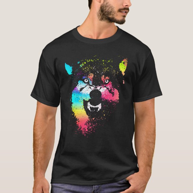 Camiseta Colorful wolves (Anverso)
