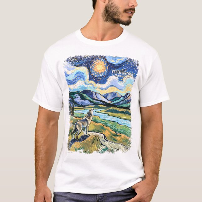 Camiseta Colorful Yellowstone National Park Wolf Howling (Anverso)