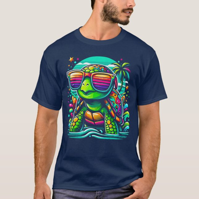 Camiseta Colorfulurtleropical Sunset Beach family (Anverso)