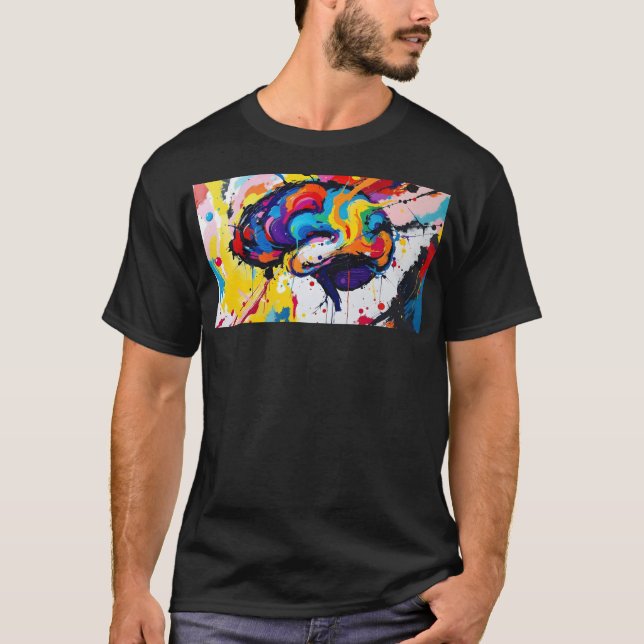 Camiseta Colorida abstracción de la pintura del cerebro Aut (Anverso)