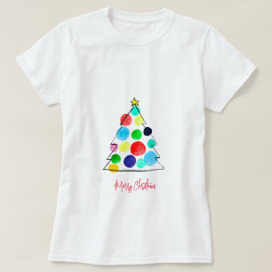 Camiseta Colorida acuarela de árbol de Navidad