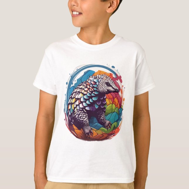 Camiseta Colorida acuarela de Pangolin (Anverso)