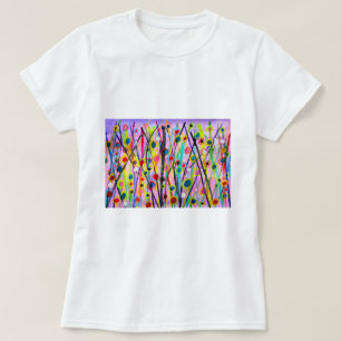 Camiseta colorida acuarela del paisaje de arte abstracto