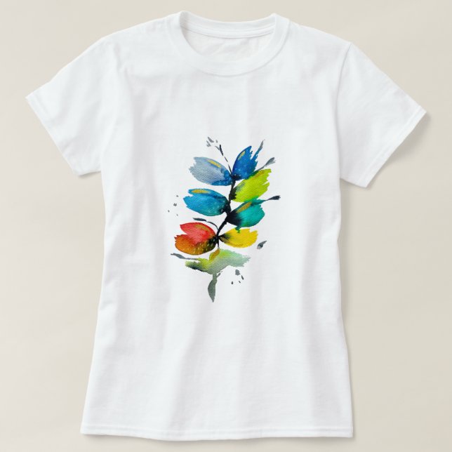 Camiseta Colorida acuarela holgada, floral abstracta (Diseño del anverso)