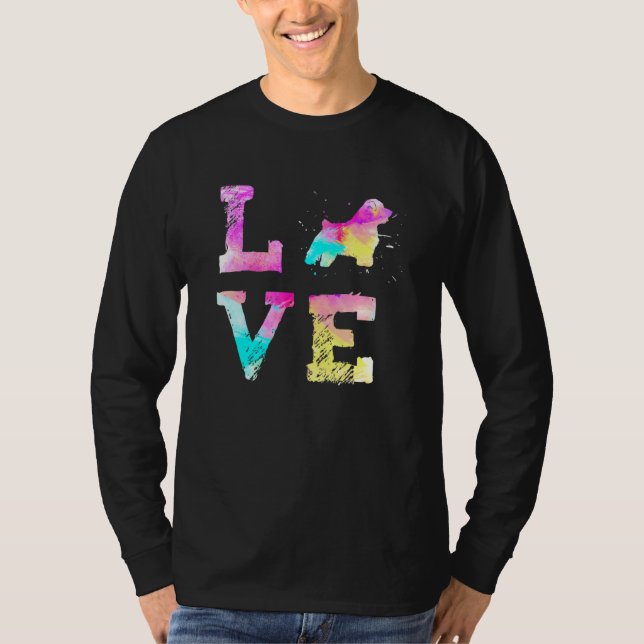 Camiseta Colorida acuarela Paint Norfolk Terrier Dog Love (Anverso)