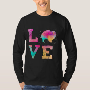 Camiseta Colorida acuarela Pintura Perro Pomeraniano Amor R