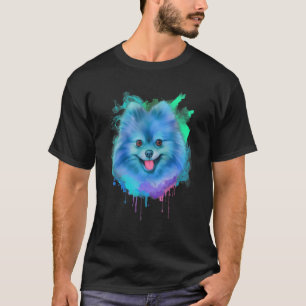 Camiseta Colorida acuarela Pomerania Retrato Pom Puppy