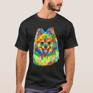 Camiseta Colorida acuarela Pomerania Retrato Pom Puppy