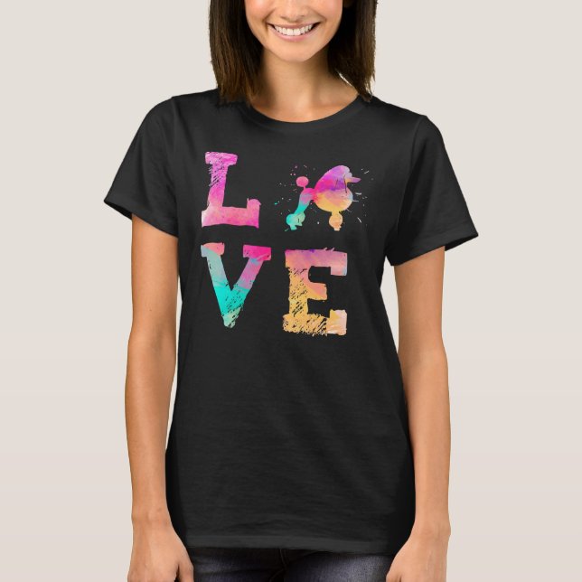 Camiseta Colorida acuarela Poodle Continental Clip Lover (Anverso)