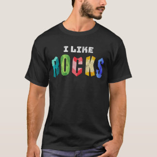 Camiseta Colorida angustiada Me Gusta La Colección De Rocas