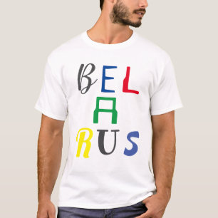 Camiseta Colorida Belarus Беларусь Letras Funky
