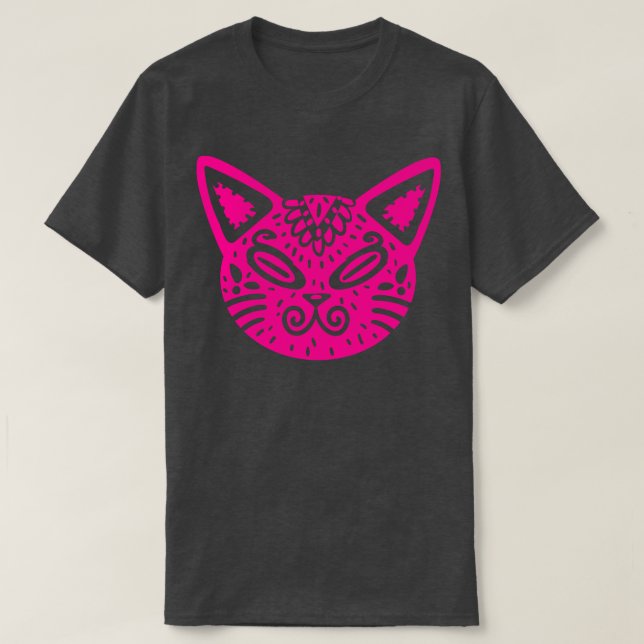 Camiseta Colorida cabeza de gato de Alebrije (Diseño del anverso)