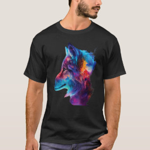 Camiseta colorida cabeza de lobo Cara para animales salvaje