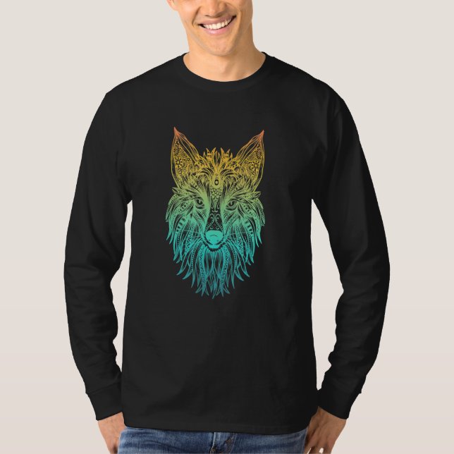 Camiseta Colorida cabeza tribal de Fox (Anverso)