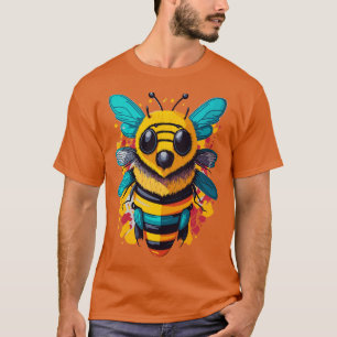 Camiseta colorida cara de abeja linda vibrante