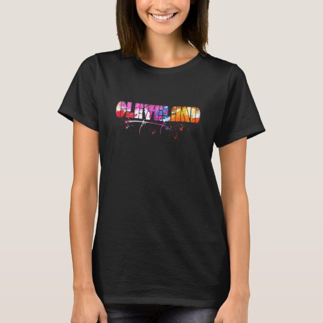 Camiseta Colorida Cleveland Lettering Watercolor Cleveland (Anverso)