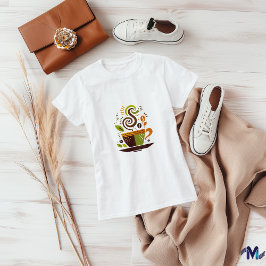 Camiseta Colorida Copa de Café Resumen Arte