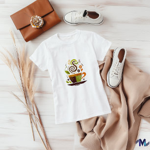 Camiseta Colorida Copa de Café Resumen Arte