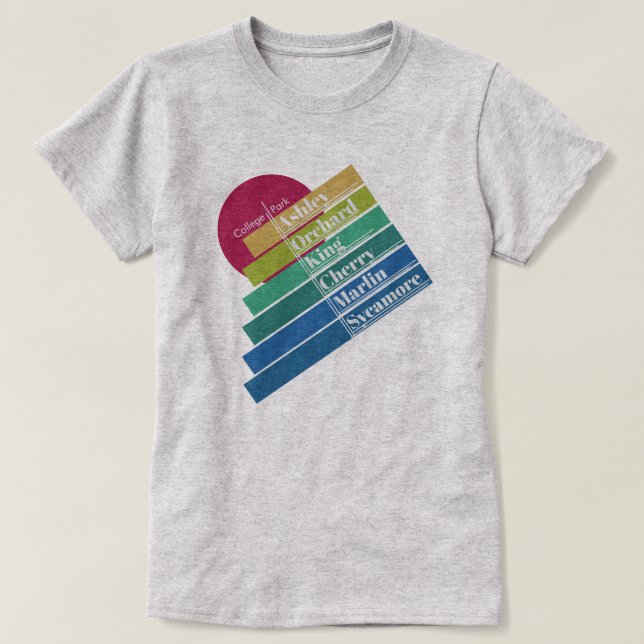 Camiseta Colorida de College Park para mujeres (Diseño del anverso)
