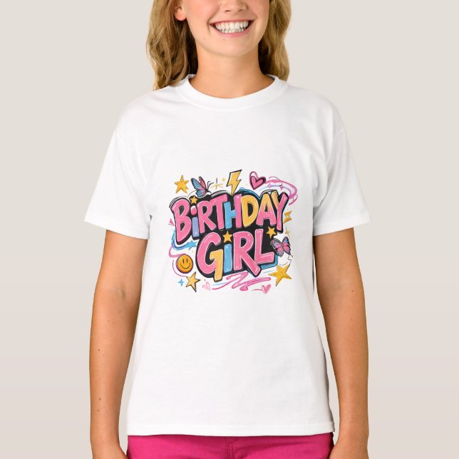 Camiseta Colorida de Cumpleaños para Niña – Perfec (Anverso)