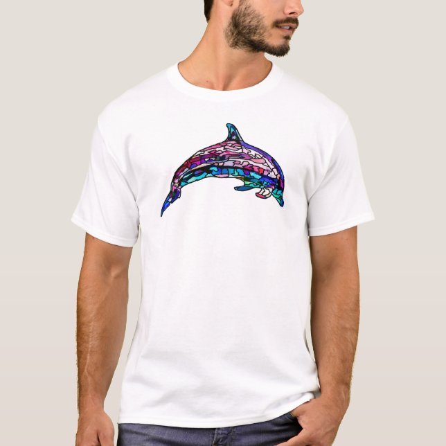 Camiseta colorida de delfín de vidrio manchado (Anverso)