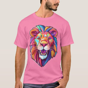 Camiseta colorida de la cara del león
