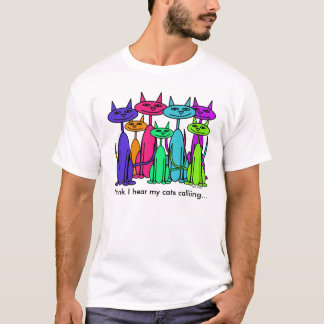 Camiseta colorida de los gatos