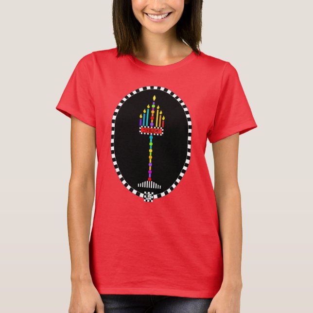 Camiseta colorida de Menorah (Anverso)