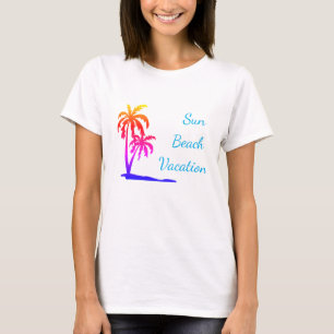 Camiseta colorida de palmeras en las vacaciones de