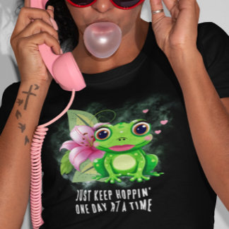 Camiseta Colorida de Rana 'Keep Hoppin'